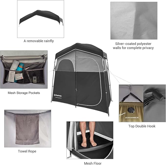 KingCamp Khan Canvas Bell Tent 16.4ft for Camping, Glamping, with 2 Room Camping Shower Tent