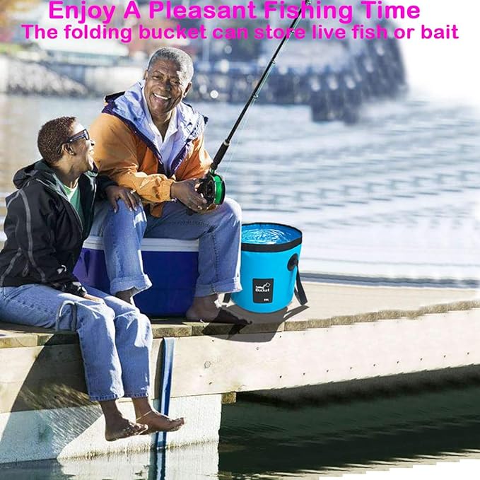 Sunglow Collapsible 5 Gallon Multifunctional Portable Fishing Bucket - Wash Basin Folding Bucket - Water Container for Fishing-Camping-Gardening (20L/5gallon(Blue))