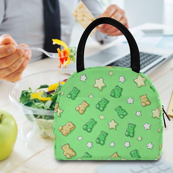 Kcldeci Kids Lunch Bag Insulated Lunch Box for Boys Girls Gummy Bear and Star Reusable Toddler Leak-proof Lunchbox for School and Daycare