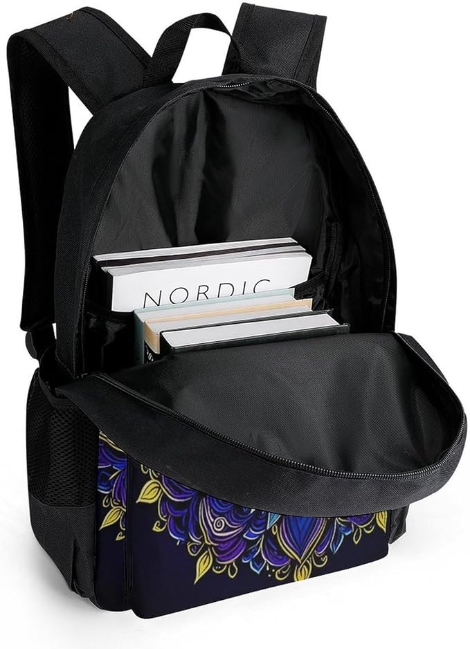 Men Women Lightweight Abstract Symbol Of All Seeing Eye Boho Indian Ethnic Style Backpack Large Capacity Carry On Bag With Padded Straps for Sports Work Walking Cycling