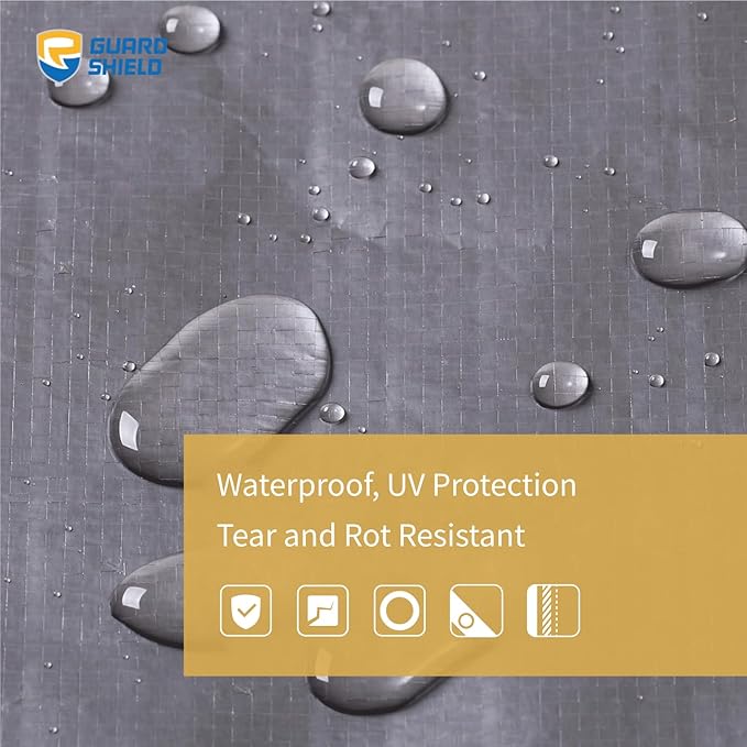 GUARD SHIELD Tarp 12x20 Feet Waterproof Grey/Silver Tarps 8Mil Multi Purpose UV Resistant Cover for Outdoor,Camping,Tent,Boats