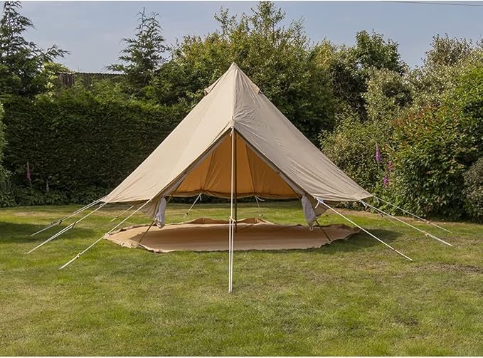 GeRRiT 3m/4m Cotton Canvas Bell Tent with 4 Windows Indian Yurt Tent Camping Family Teepee Tent for Glamping, Festival Hello