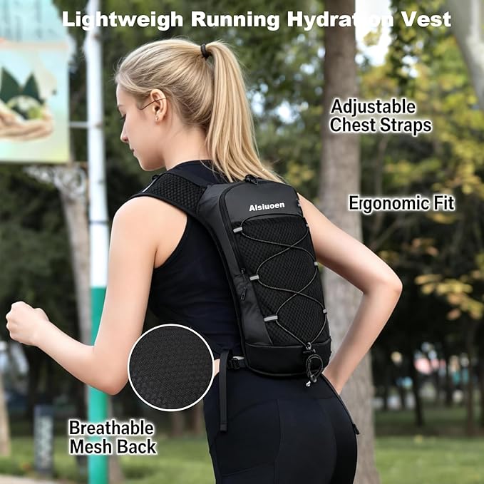 Hiking Hydration Pack Running Backpack Daypack Vest for Women Men,Lightweight Hydration Packs Cycling Biking Trail Race Rave Marathon (with 2L Water Bladder)