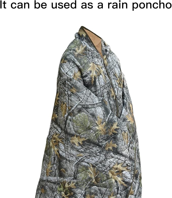 LOOGU Camo Blanket Waterproof Insulation Poncho Liner for Outdoor Camping, Hiking, Hunting, Survival, Backpacking, Picnicking