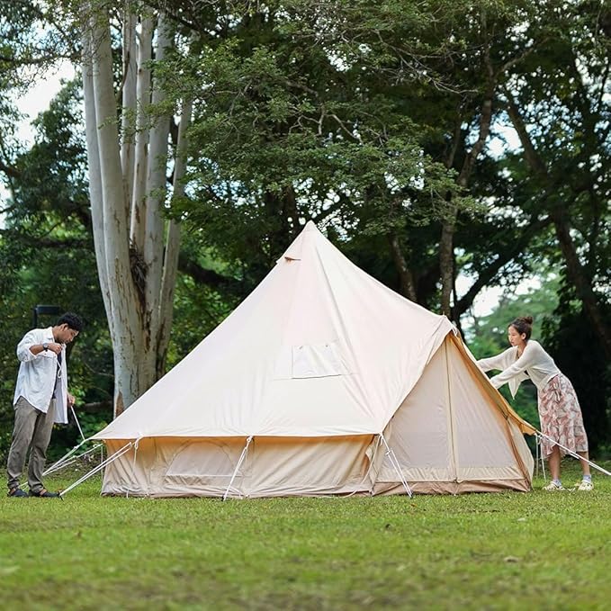 Trend Tents Standard Bell Tent – 200GSM Poly-Cotton Canvas, Stove Jack, Sewn-in Groundsheet, Galvanized Steel Poles, Waterproof & UV-Resistant, 3-Season, Available in 3M / 4M / 5M / 6M