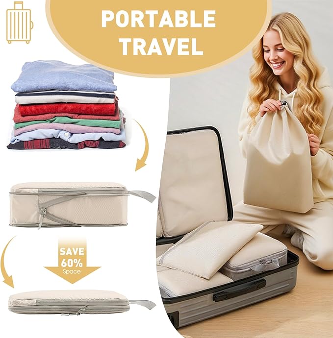Packing Cubes for Travel Essentials, 8 Set Packing Organizers for Luggage - Women & Men-Suitcase Organizer with Laundry & Shoe Bag, Must-Have for Airplane, Road Trip, Camping