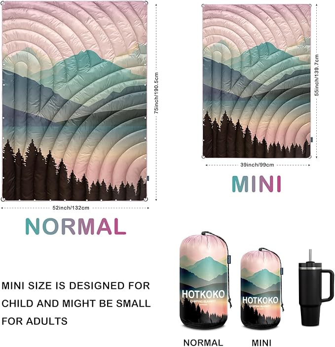 Mini Camping Blanket,Lightweight Down Alternative Puffy Blanket Packable Outdoor Blanket for Camping,Traveling, Stadium, Hiking, Picnics