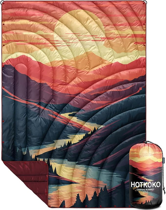 Camping Blanket,Lightweight Puffy Printed Camping Blanket Packable Outdoor Blanket for Camping,Traveling, Stadium, Hiking, Picnics