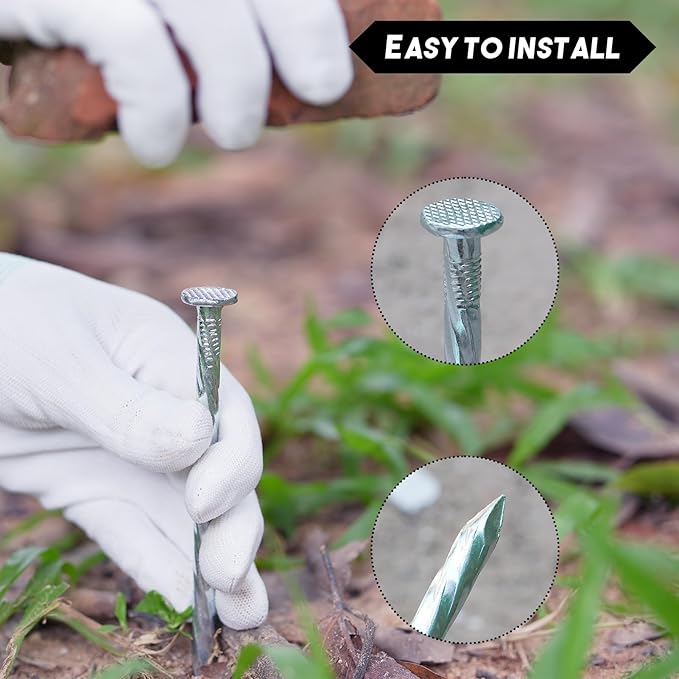 10 Inch Galvanized Landscape Stakes Heavy Duty Metal Spiral Anchoring Spikes Garden Nails for Paver Edging, Camping Tent, Weed Barrier, Artificial Turf, Carpentry and More