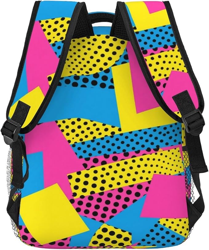 Men Women Lightweight Abstract Vintage Geometric Pattern Daypack Bookbag Big Capacity Carry On Bag With Side Pockets for Camping Travel Bicycle
