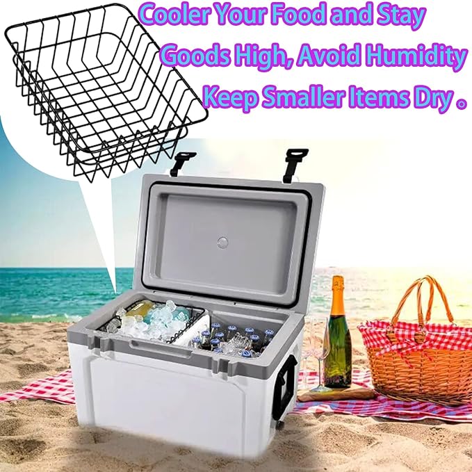 Cooler Basket for RTIC 32 QT Ultra-Light Coolers, Stainless Steel Storage Dry-Goods Basket, Keep Smaller Items Dry-Goods Basket, Compatible with Rtic Ice, Dividers, Locks RTIC Cooler Accessories etc.