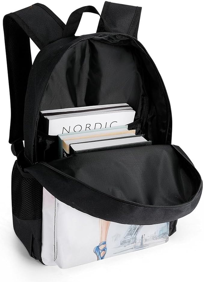 Rucksacks Lightweight Multipurpose Anti-Theft Ballet Dancer Ballerina Eiffel Tower Shoulder Bag Big Capacity Traveling Camping Backpack With Side Pockets