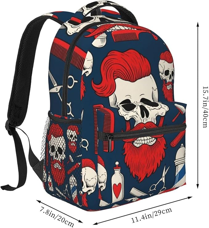 Adults Lightweight Vintage Barber Shop Tools Shoulder Book Bags Big Capacity Shoulder Bag With Adjustable Shoulder Straps for Trekking Work Walking Cycling