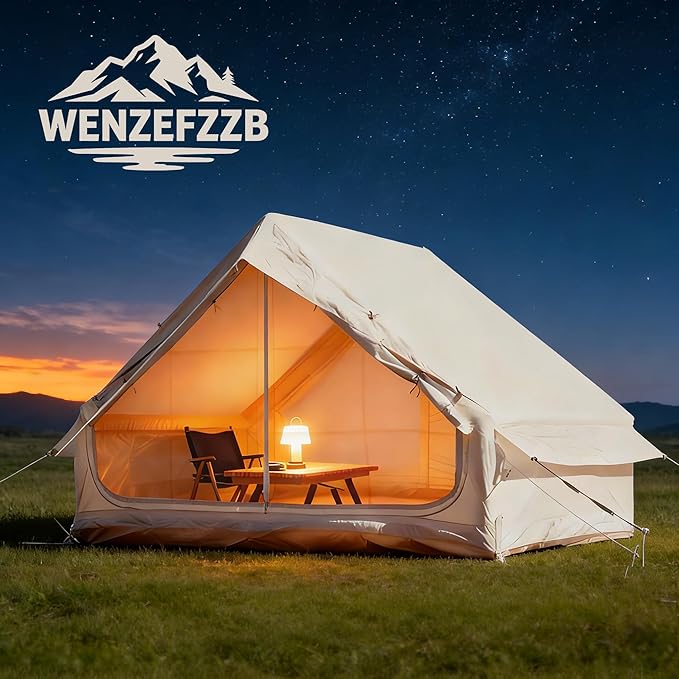 2025 Upgraded Waterproof Inflatable Camping Tent for 5-8 People, No Assembly Needed Luxury Glamping House, Oxford Fabric Inflatable Camping Tents with Hand Pump