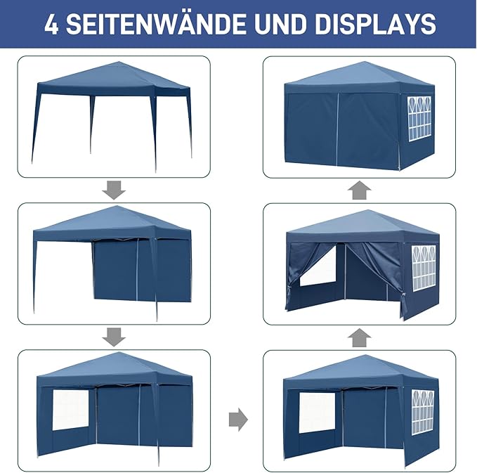 Outvita 10x10ft Ez Pop Up Canopy, Portable Instant Canopy Tent with 4 SideWalls for Outdoor Events, Party, Wedding, Birthday,Graduation