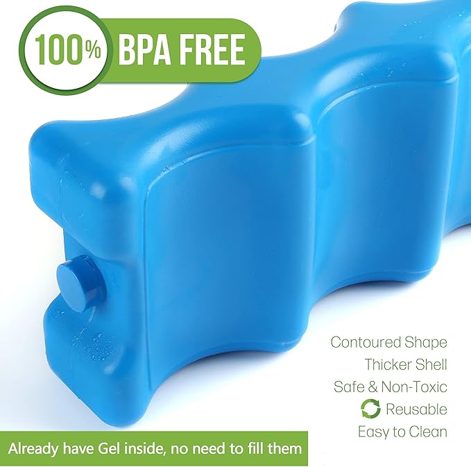 Ice Pack for Coolers, Breastmilk Bottle Storage, Lunch Box, Insulated Contoured Freezer Pack, Long Lasting Reusable Cool Pack for Beer Soda, Camping Beach Picnic