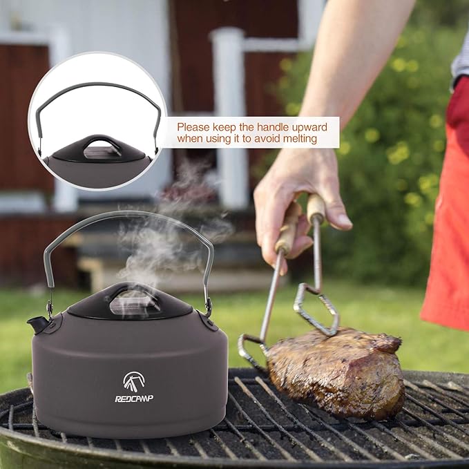 REDCAMP 0.9L Small Outdoor Camping Kettle, Aluminum Water Pot with Carrying Bag, Compact Lightweight Tea Kettle