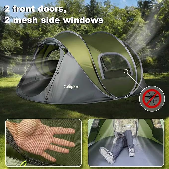 Camping Tent, Pop Up Instant Tent for 2-3 Person, Sets Up in Just Seconds, Waterproof Durable Tent with Carry Bag for Camping Hiking Outdoor