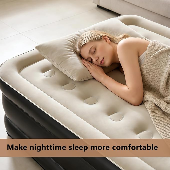 air Mattress Full with Built in Pump – 18-Inch Thickened air Bed Suitable for Camping, Home use, and Guest Accommodation, Supports Up to 650 Pounds