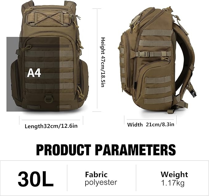 Mardingtop 30L Military Tactical Backpack for Men，Molle Rucksack EDC Daypack for Hiking,Travel,Camping, Hunting