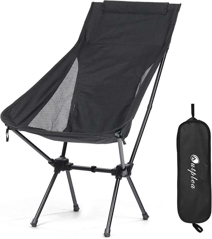 Folding Portable Camping Chair, Lightweight Compact Backpacking Hiking Chair, Beach Chair for Adults,Black
