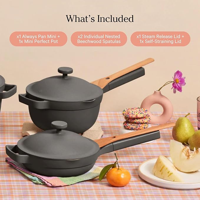 Our Place Mini Home Cook Duo - 8.5" Always Pan & Small Perfect Pot Bundle | Multi-Functional Cookware Set Replaces 18 Pieces | Blue Salt
