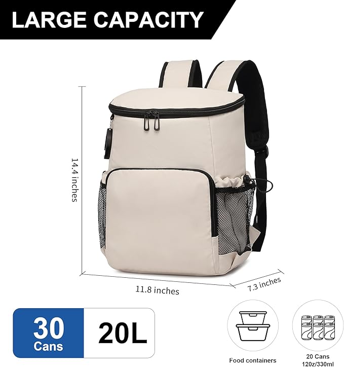 Backpack Cooler for Men and Women Insulated Waterproof Soft Lightweight Cooler Bag Leakproof 30 Cans Travel Camping Picnic Beach