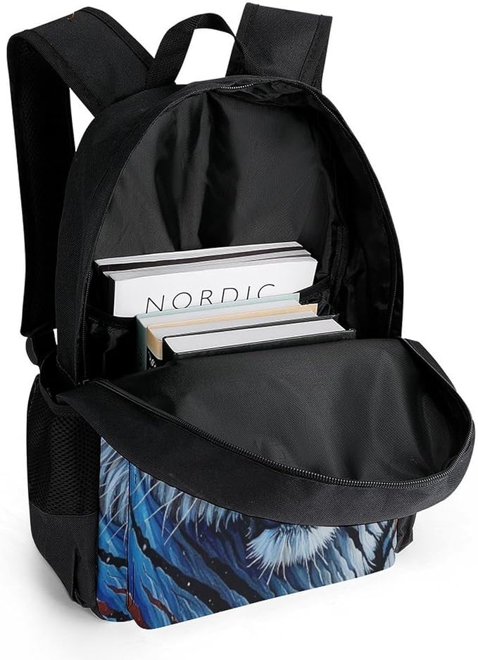 Supdreamc Polyester Daypack for Hiking Work Running, Big Capacity Anti-Theft Multipurpose Shoulder Bag, Starry Sky Cool Siberian Tiger Travel and Sport Backpack Rucksack