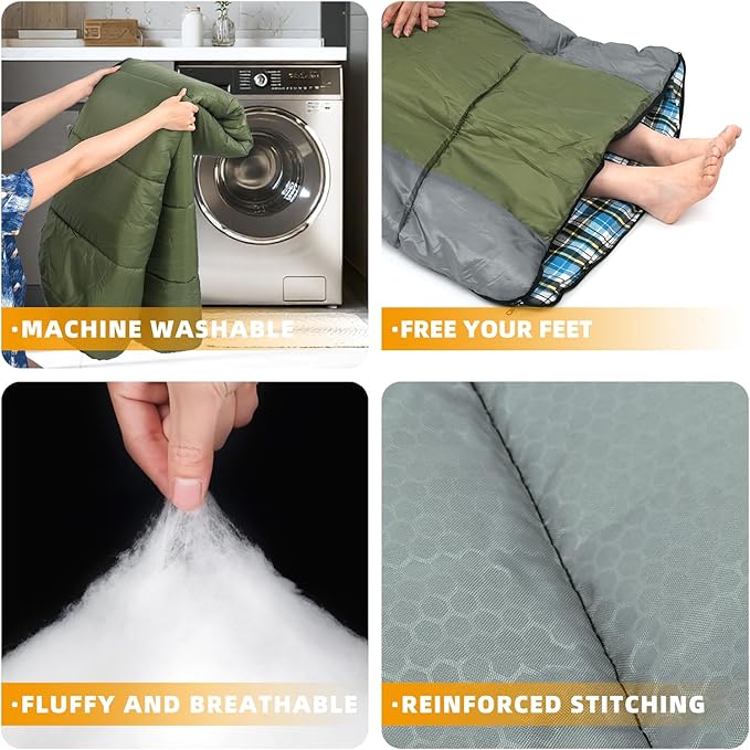 Cotton Flannel Liner Sleeping Bag for Adults Teens Kids, Cold Weather &Warm, 3 Seasons, Lightweight Compact Camping Essentials Equipment, Hiking, Outdoor, Travel