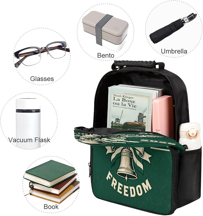 Men Women Lightweight 250 Years 1776-2026 250th Birthday Eagle Liberty Art Casual Daypack Big Capacity Bookbag With Padded Straps for Gym Travel Walking Cycling