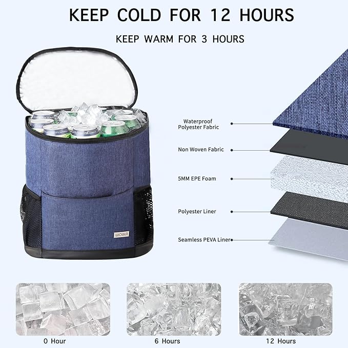 Insulated Cooler Backpack Outdoor - Leak Proof Backpack Cooler 30 Cans, Waterproof Lightweight Cooler Bag for 12h Hot/Cold Retention - Soft Cooler for Travel, Camping, Beach, Lunch