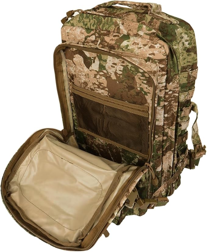 Mil-Tec Unisex Assault Pack - Rugged Durable Lightweight Ergonomic Versatile Tactical Outdoor Camping Hiking Backpack with Adjustable Padded Shoulder Straps & MOLLE Loops, Phantomleaf WASP I Z2, 36L