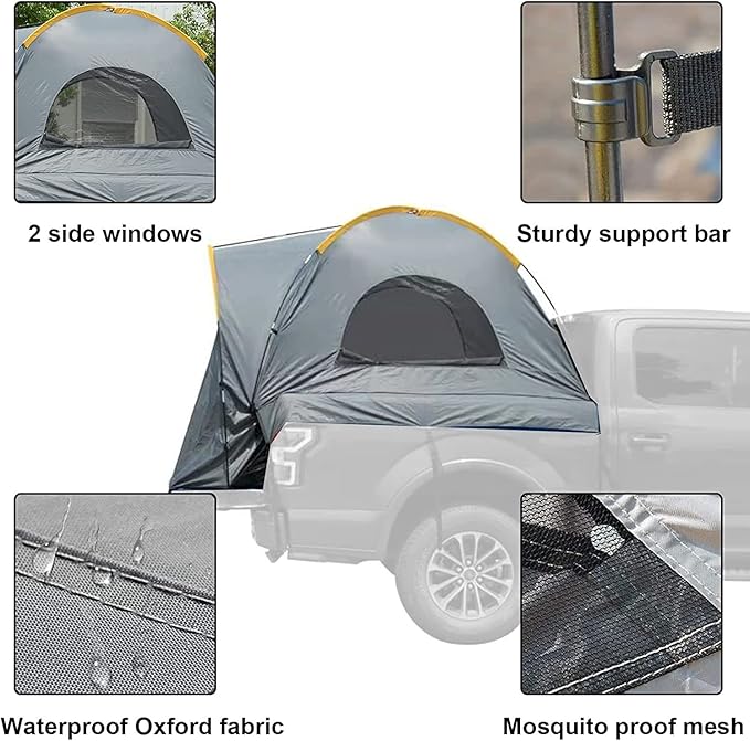 Truck Bed Tents, Pickup Truck Tent For 2 Person, Waterproof PU2000mm Double Layer & Windproof Portable Truck Bed Tent For Camping & Hiking (Color : 8.5FT)
