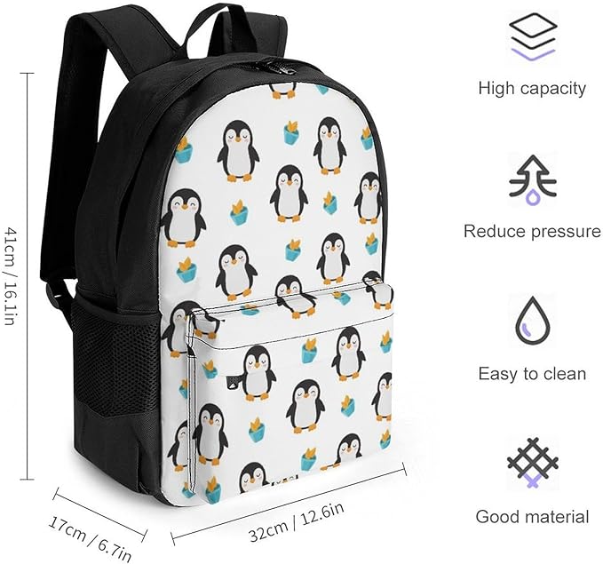Men Women Lightweight Funny Dance Penguin Backpack Large Capacity Bookbag With Smooth Zippers for Gym Business Running
