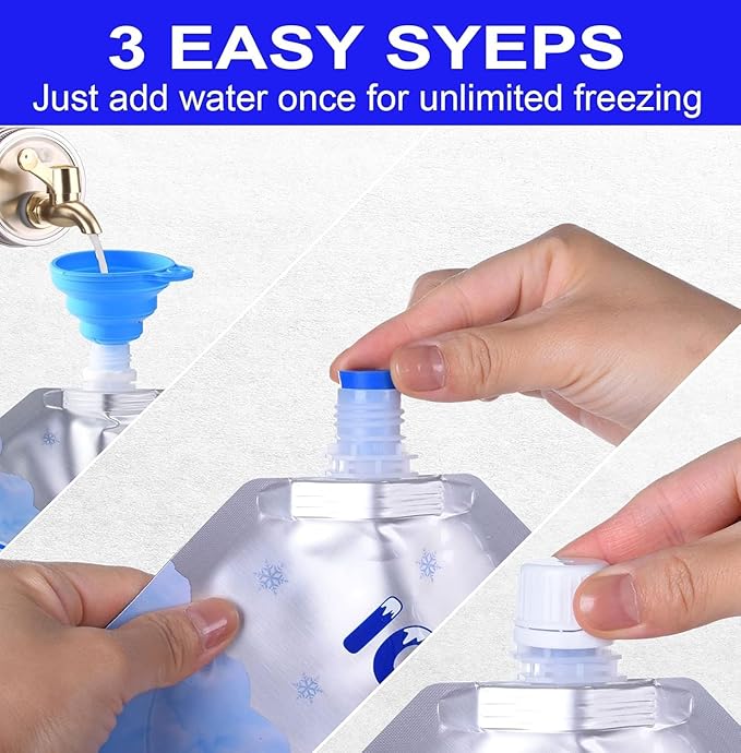 6 Pieces Reusable ice Packs for Coolers,Long Lasting Cooler ice Pack, 24to 48 Hours of Cold Gel Ice Pack.Lunch Bag CoolerIt can Hold 1400-1600ml of Water