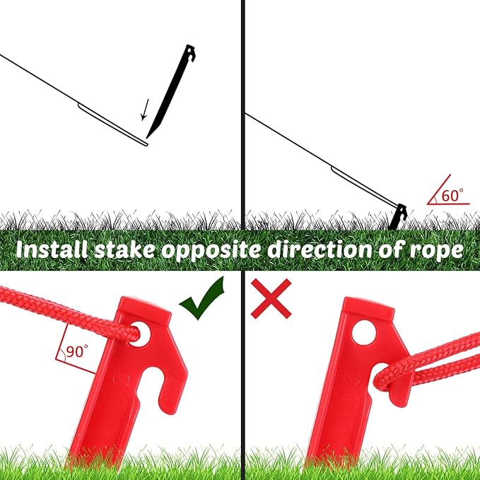 Yinkin 18 Sets Inflatable Stakes Replacement Yard Inflatable Plastic Stakes and Tethers for Halloween Lawn Tents Pegs Outdoor Camping Canopy