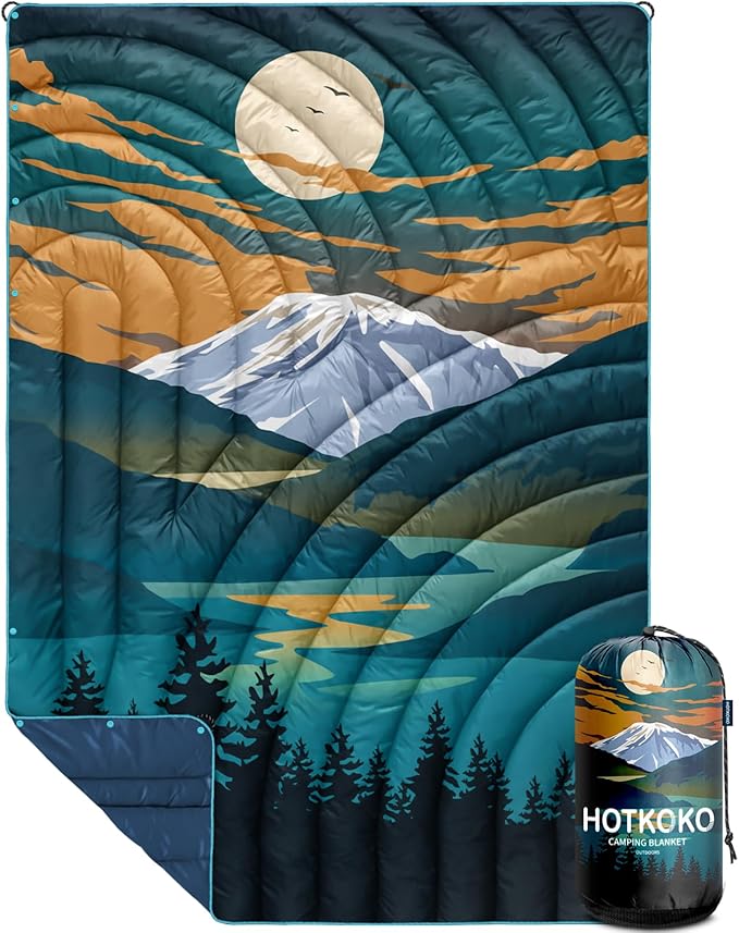 Camping Blanket,Lightweight Puffy Printed Camping Blanket Packable Outdoor Blanket for Camping,Traveling, Stadium, Hiking, Picnics