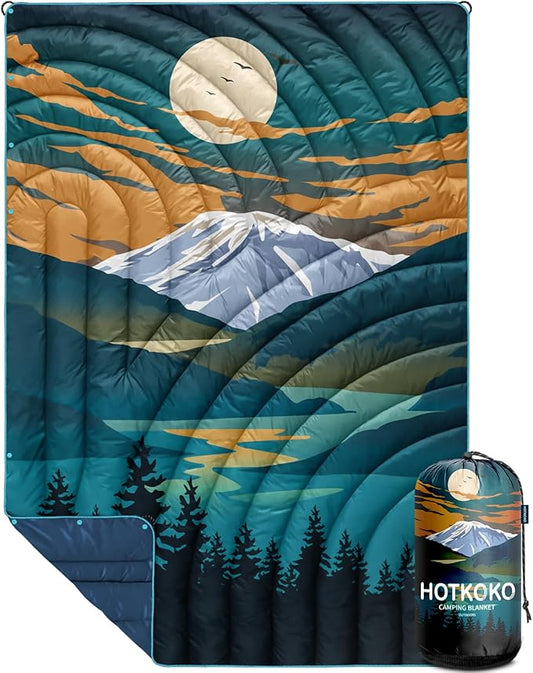 Camping Blanket,Lightweight Puffy Printed Camping Blanket Packable Outdoor Blanket for Camping,Traveling, Stadium, Hiking, Picnics