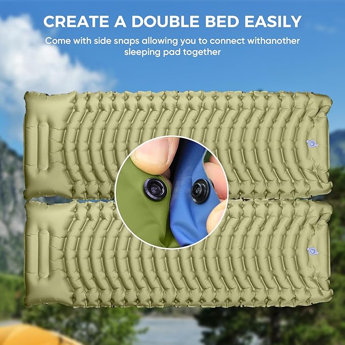 Sleeping Pad for Camping,Lightweight Camping Mattress with Built-in Pillow, Foot Pump, Compact and Portable Inflatable Mat, Ideal for Outdoor Camping Gear, Backpacking, Hiking(Solo)
