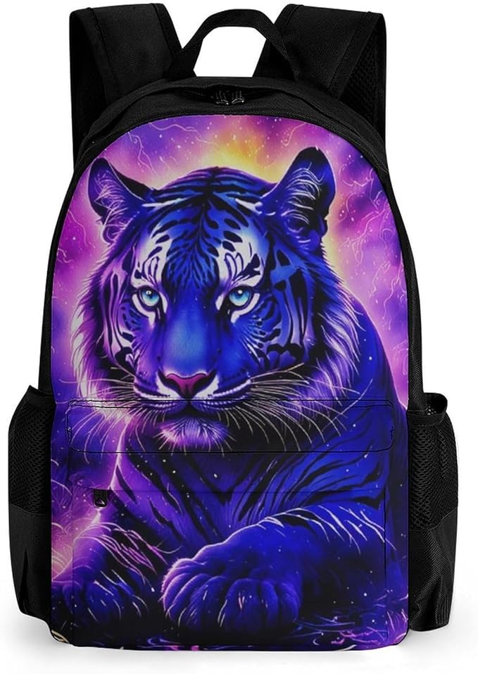 Lightweight Rucksacks for Camping Picnic Walking Cycling, Large Capacity Multipurpose Anti-Theft Carry On Bag, Trippy Tiger Neon Art Travel Hiking Camping Rucksack