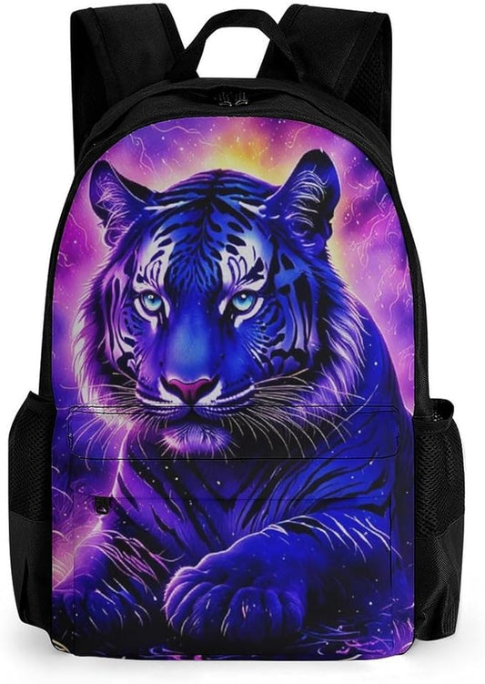 Lightweight Rucksacks for Camping Picnic Walking Cycling, Large Capacity Multipurpose Anti-Theft Carry On Bag, Trippy Tiger Neon Art Travel Hiking Camping Rucksack