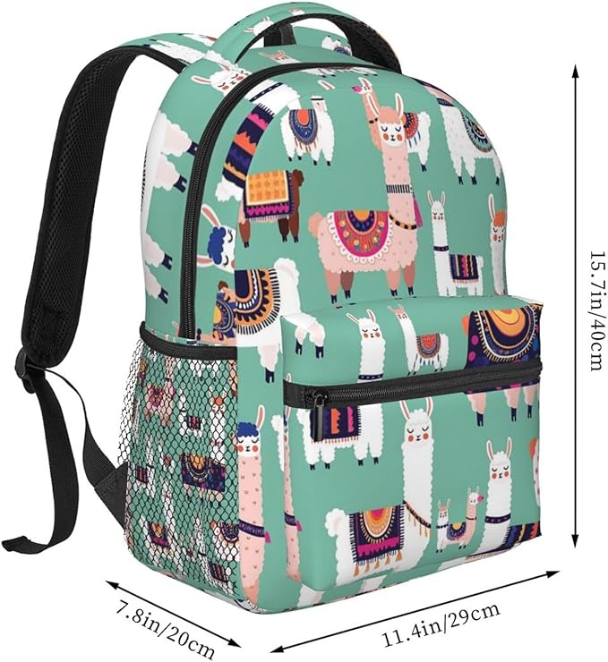 Rucksacks Lightweight Multipurpose Anti-Theft Alpaca Llama Animal Shoulder Bag Big Capacity Traveling Camping Backpack With Side Pockets
