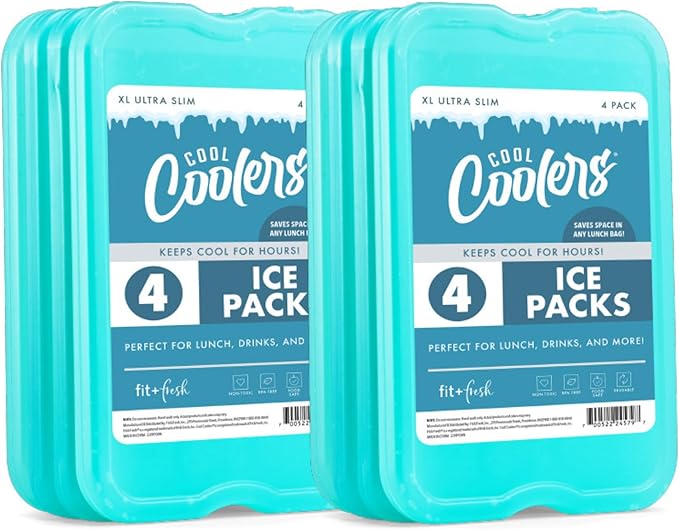 Cool Coolers by Fit + Fresh Slim Compact Reusable XL Ice Pack, Perfect for Lunch Boxes, Coolers, and Beach Bags