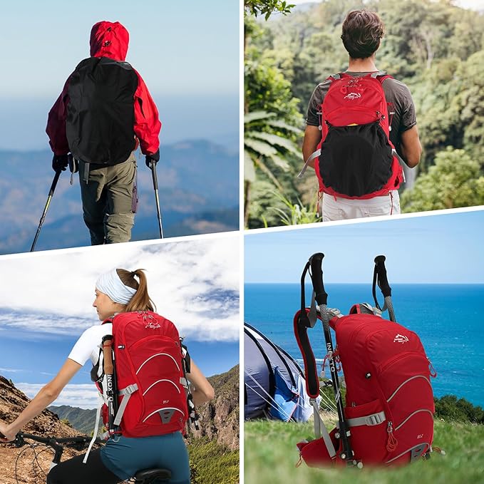 IX INOXTO 20L Hydration Backpack, Waterproof Hiking Internal Frame Backpacks with 2L Hydration Water Bladder and Rain Cover for Men, Lightweight Travel Daypack for Cycling,Camping,Ski (red)