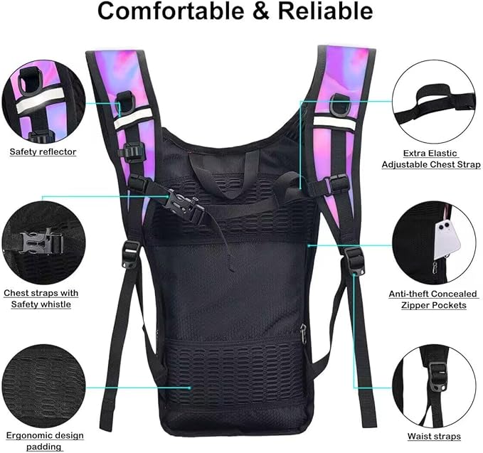 Hydration Backpack Pack, Water Backpack 20L Capacities Included 2L Hydration Bladder, Festival Essential - Rave Hydration Pack Hydropack Hydro for Hiking, Festival Gear