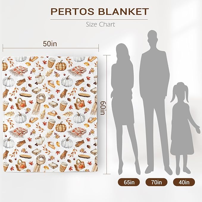 Fall Throw Blanket, Pumpkin Autumn Soft Blanket for Home Room Decor, Cozy Throw Blankets for Christmas Thanksgiving Gifts for Adults Kids Couch Bed 60" X 50"