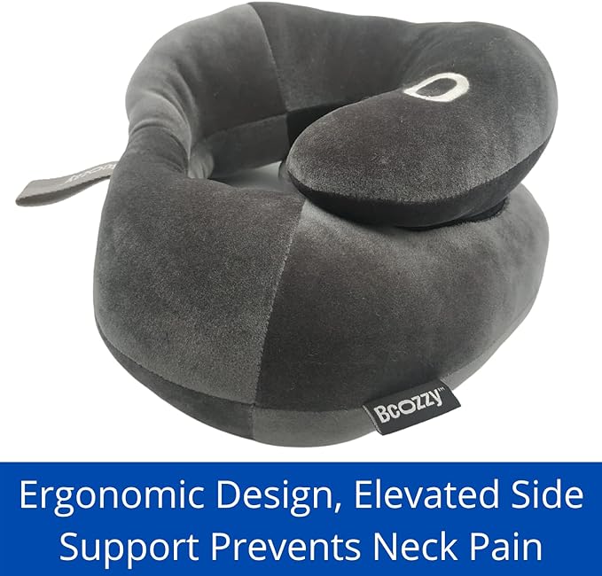 BCOZZY Neck Brace Pillow - Patented Relief for Neck Pain and Supportive Sleep-Soft, Washable, and Adjustable for Comfortable Resting. Gray Large