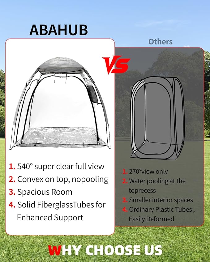 Abahub Clear Bubble Tent for 1-2 Person, Sports Tent with Sealed Floor, Outdoor Winter Tent with Carrying Bag for Sport Event, Camping, Fishing, Cheering