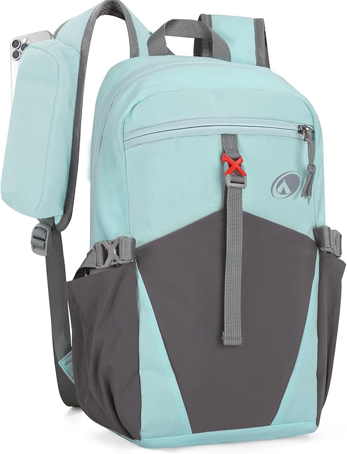12L Hiking Backpack with Padded Straps for Kids, Waterproof Small Hiking Backpack with Chest Strap for Women, Mini Lightweight Kid Travel Backpacks Day Pack, Light Green