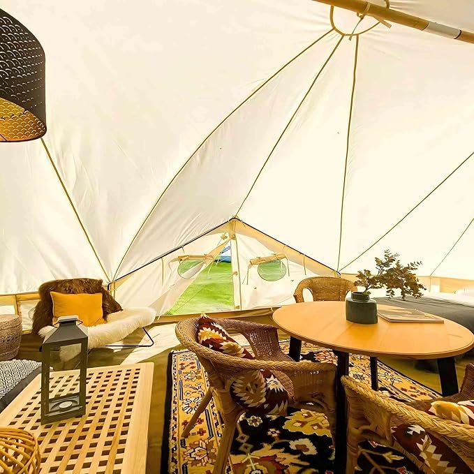 8 10 Persons 2316.5ft Canvas Tent Bell Tent Glamping, 4 Seasons Yurt Tent for Camping, Heavy Cotton Canvas Tent for Family Camping,Outdoor Hunting,or Party Tent.